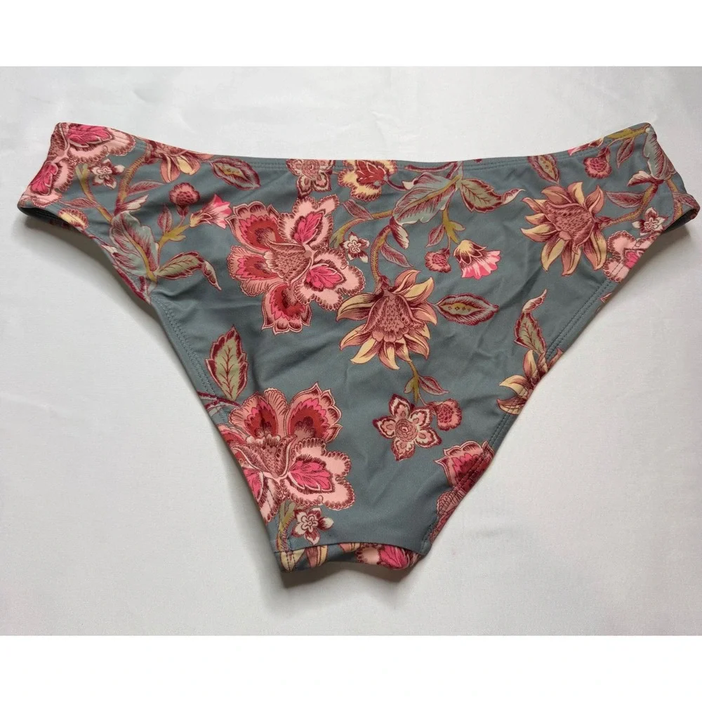 Cupshe Women Teal Pink Floral Paisley Triangle Bikini Set  Size M